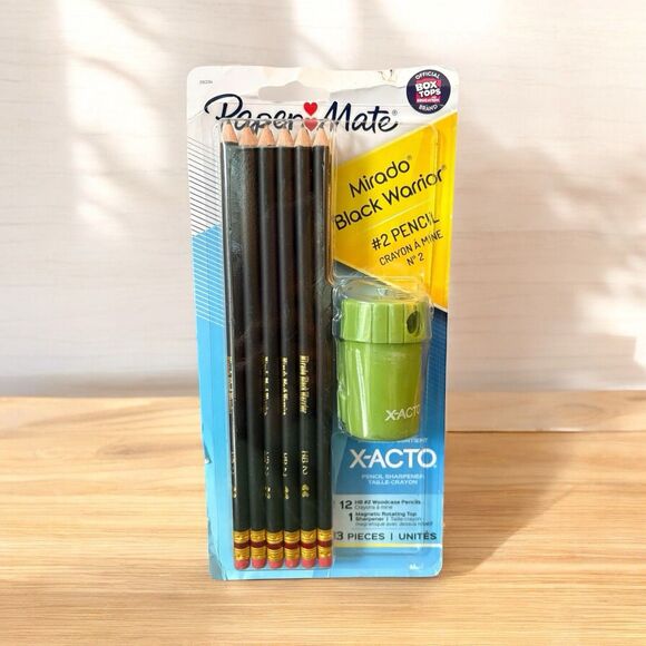 Paper Mate Mirado Black Warrior HB #2 Woodcase Pencils + X-Acto Pencil Sharpener - Picture 1 of 8